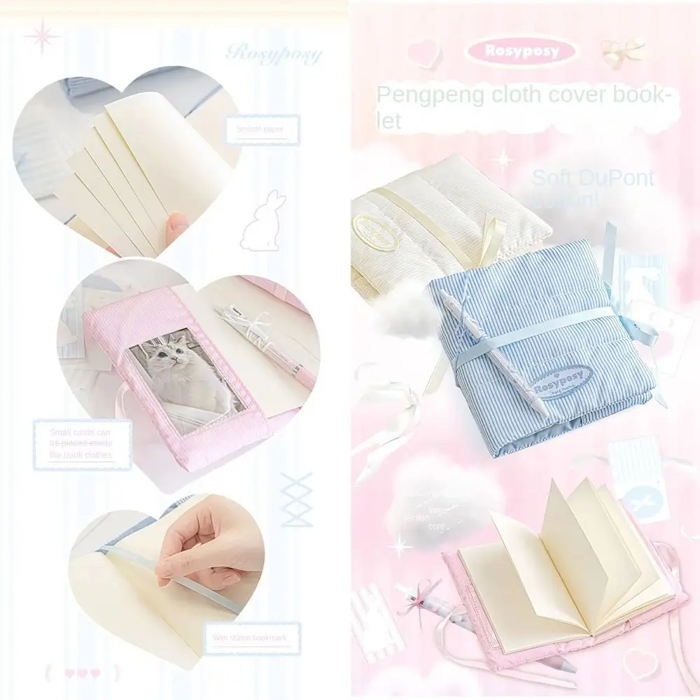 2024 New Student Diary Ribbon Notebook Agenda with Baby Blue/Pink Bow tie Stationery Book for DIY Projects and Organizing