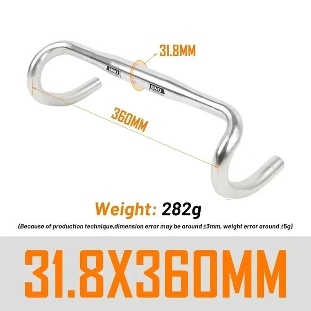 UNO UltraLight Racing Road Bike Handlebar Bent Bar 25.4/31.8MM 360/380/400/420/440/460MM 6061 Aluminum Alloy Stem Handlebar image 3