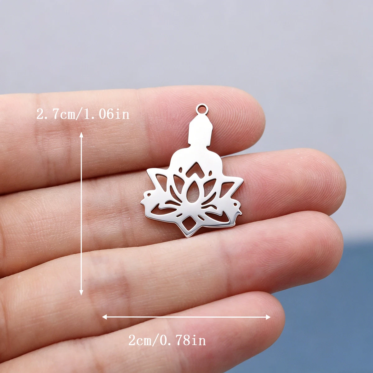 3pcs Buddha Lotus Flower Charm DIY Craft Bracelets Earrings Necklace Jewelry Making Handmade Stainless Steel Pendant