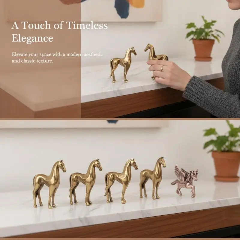 Vintage Metal Horse Pegasus Figurine Retro Mini Animal Statue Ornament For Home Desktop Decor DIY Jewelry Making Craft Accessor
