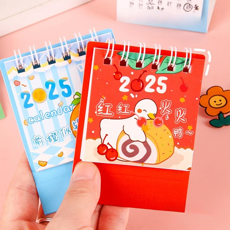 2025 Cute Cartoon Small Desk Calendar Creative Office Desktop Calendar Dual Daily Mini Memo Calendar Learning Planner