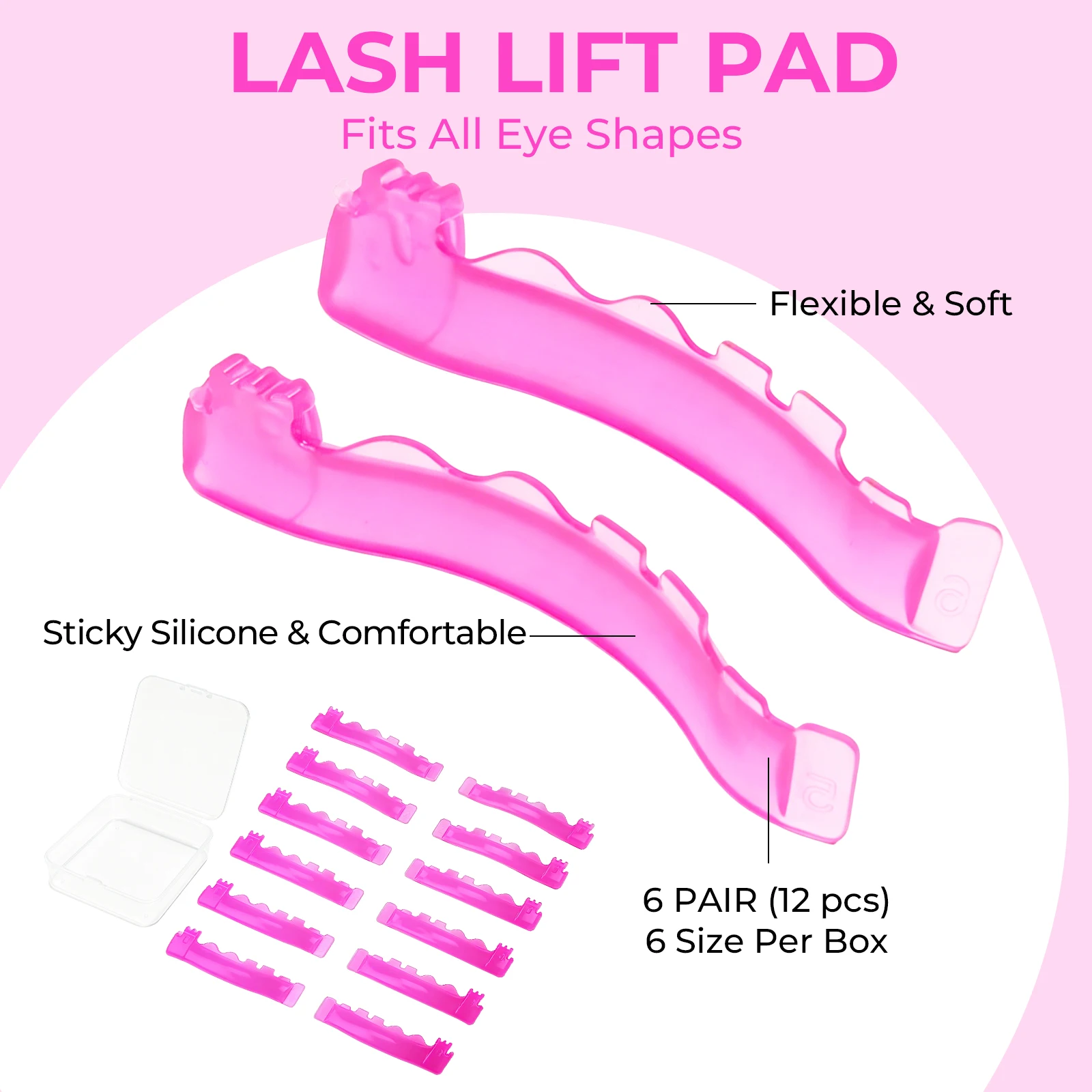 Libeauty 6 Pairs Lash Lift Pad Silicone Lamination Shield Reusable Eyelash Perm Rods 3D Eyelash Curler Accessories Makeup Tool