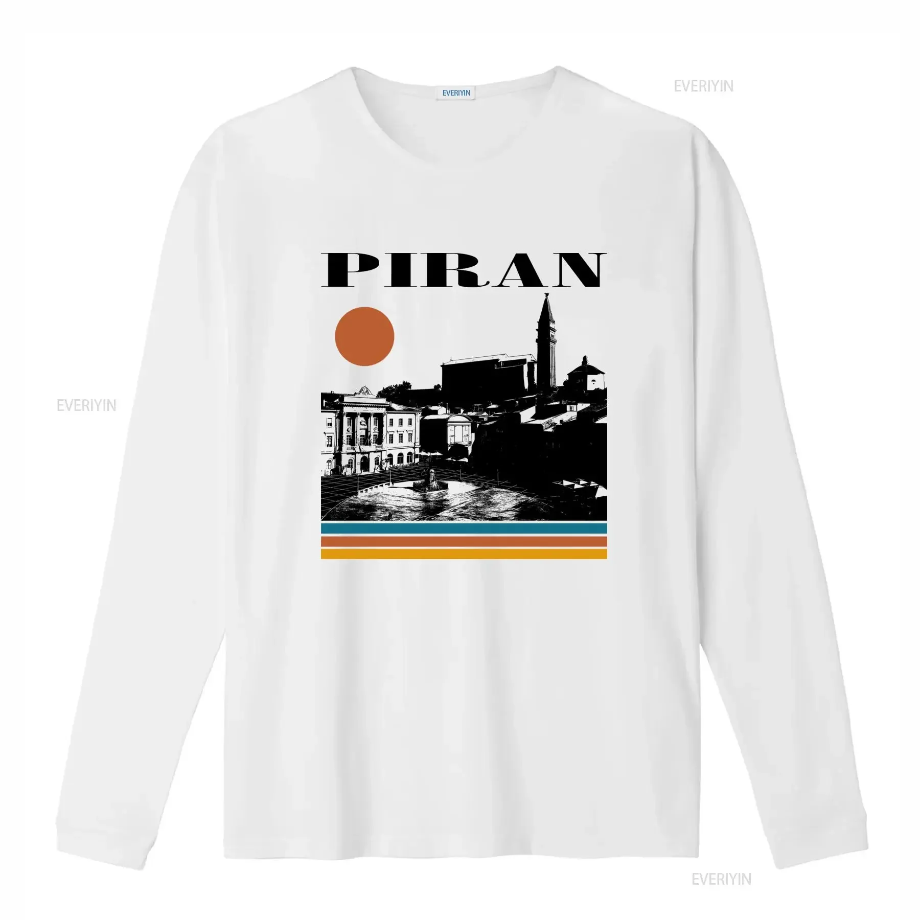 Piran Slovenia Vintage Retro Travel Minimalist T Shirt Print Fashion Streetwear vintage Washed designer clothes Soft Unisex