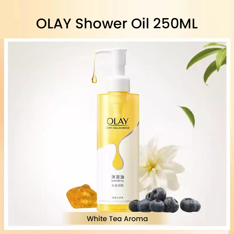 OLAY Gel Shower Minyak 250g, Gel cuci badan berbasis minyak pelembab membersihkan penghidrasi tanpa pengeringan kulit lembut