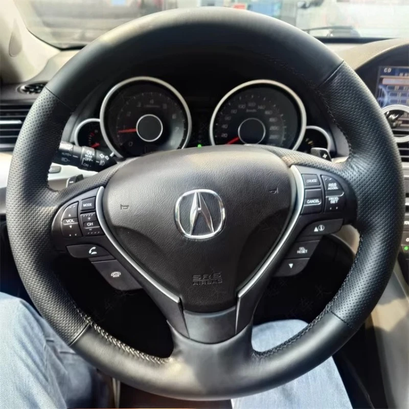 

Чехол на руль из натуральной кожи ручной работы для Accord Euro 2008-2015, Acura TSX Sport Wagon 2008-2015, аксессуар для интерьера автомобиля
