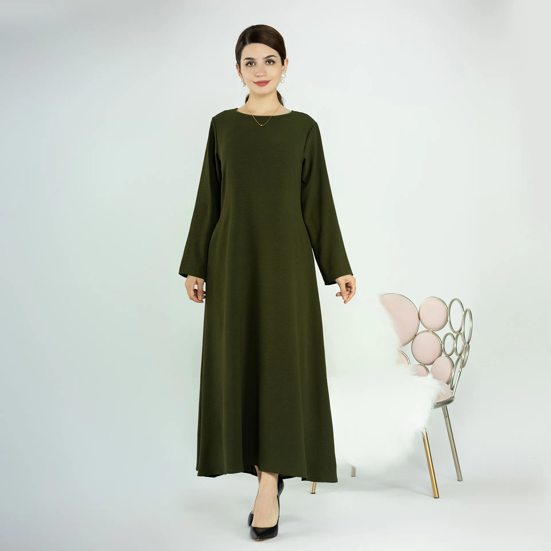 Muslim Women Plus Size Abaya Robe Multi Color No Hijab Middle Eastern Turkish Elegant Modest Long Dress