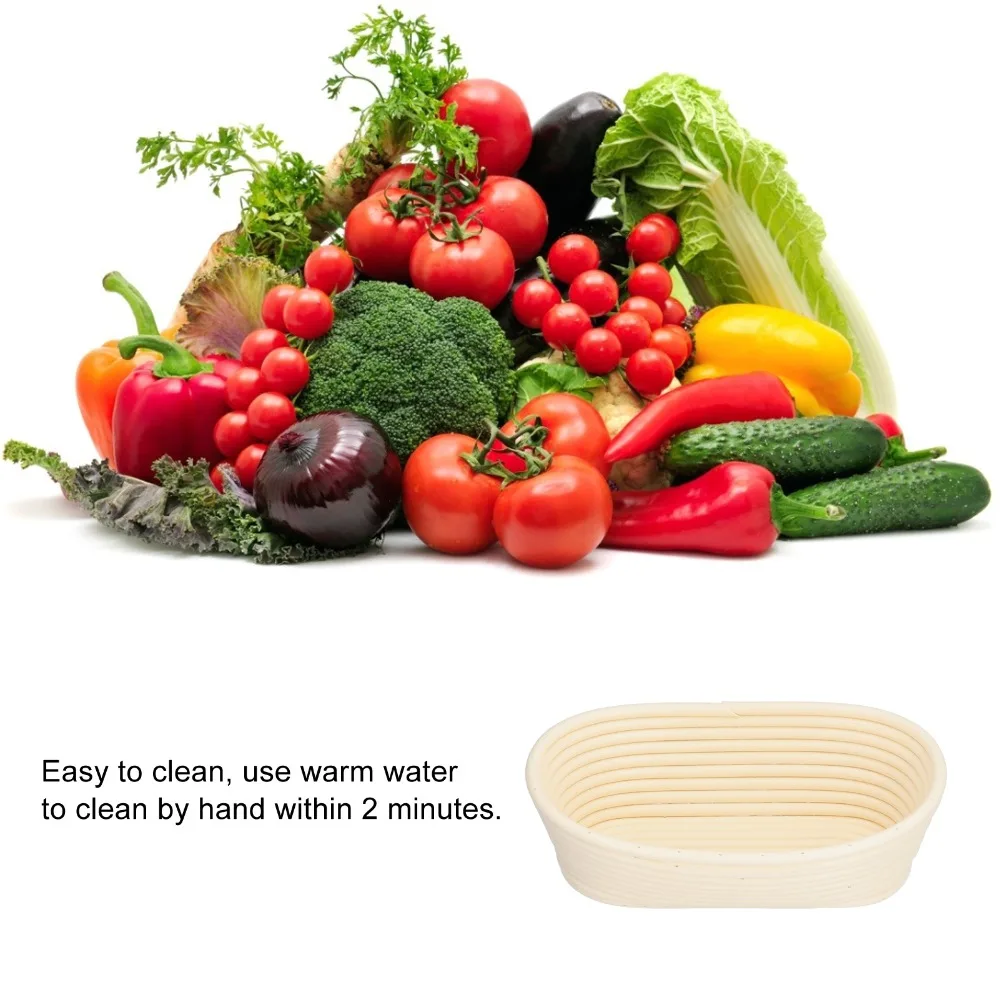 Durable Food Grade PP Bread Proofing Basket Rattan Woven Oval Shape Banneton Basket European Style Dough Rising Bowl Artisan