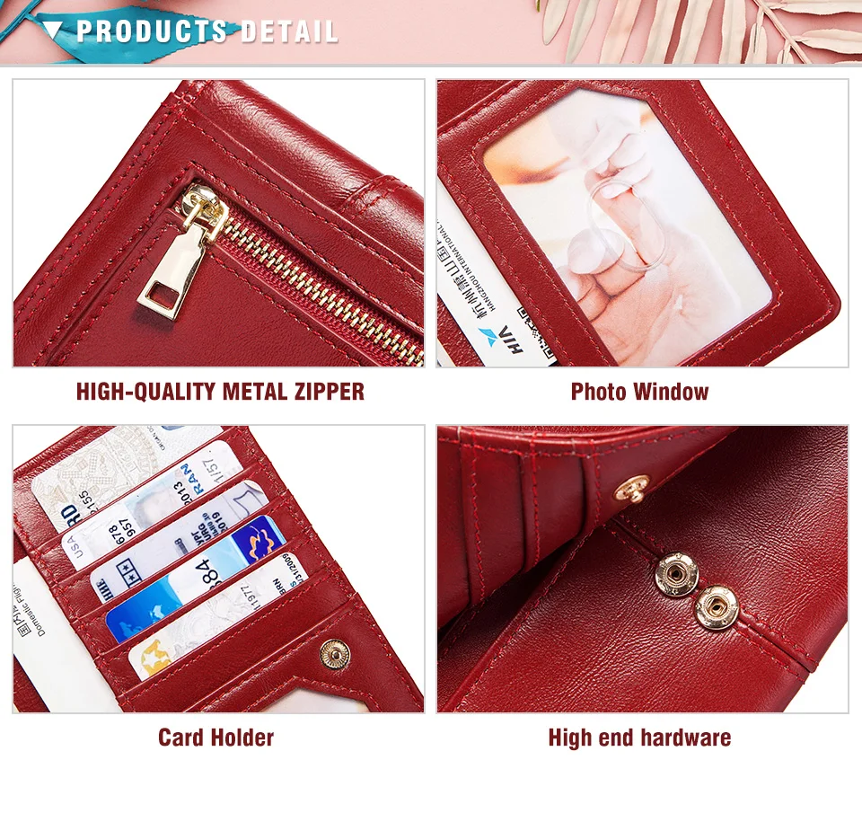 KAVIS 100% Echtes Leder Frauen Geldbörsen Lange Mit Handy Halter Weibliche Handliche Brieftasche Für Mädchen Dame Geld Tasche – Detail 15