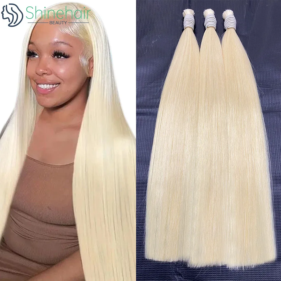 100% Raw Human Hair Extensions No Weft Straight 613 Honey Blonde Premium Brazilian Remy Hair for Braids 30 Inch