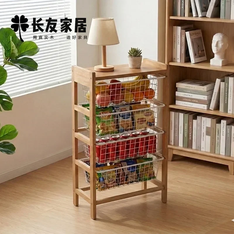 Fruit and vegetable rack living room solid wood floor multi-layer shelf home kitchen bedroom storage shelf