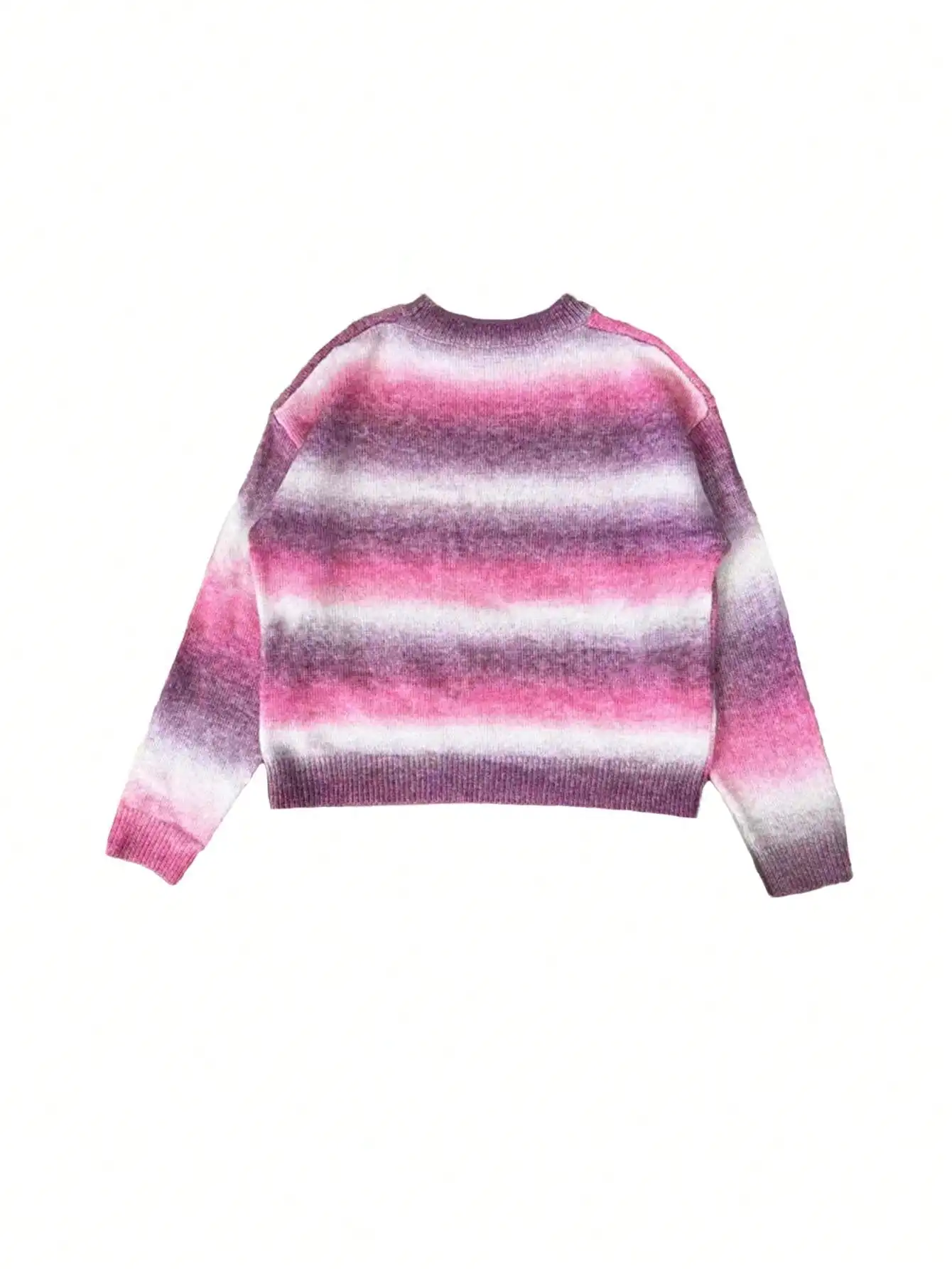 Women's Gradient Knit Sweater, Crew Neck Long Sleeve, Buttery Soft Dating Vibe Daily Top