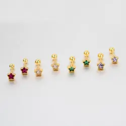 2PC Green Purple White Red Zircon Piercing Earring for Women Girl 2023 Fashion Jewelry Crystal Star Stud Earrings for Christmas