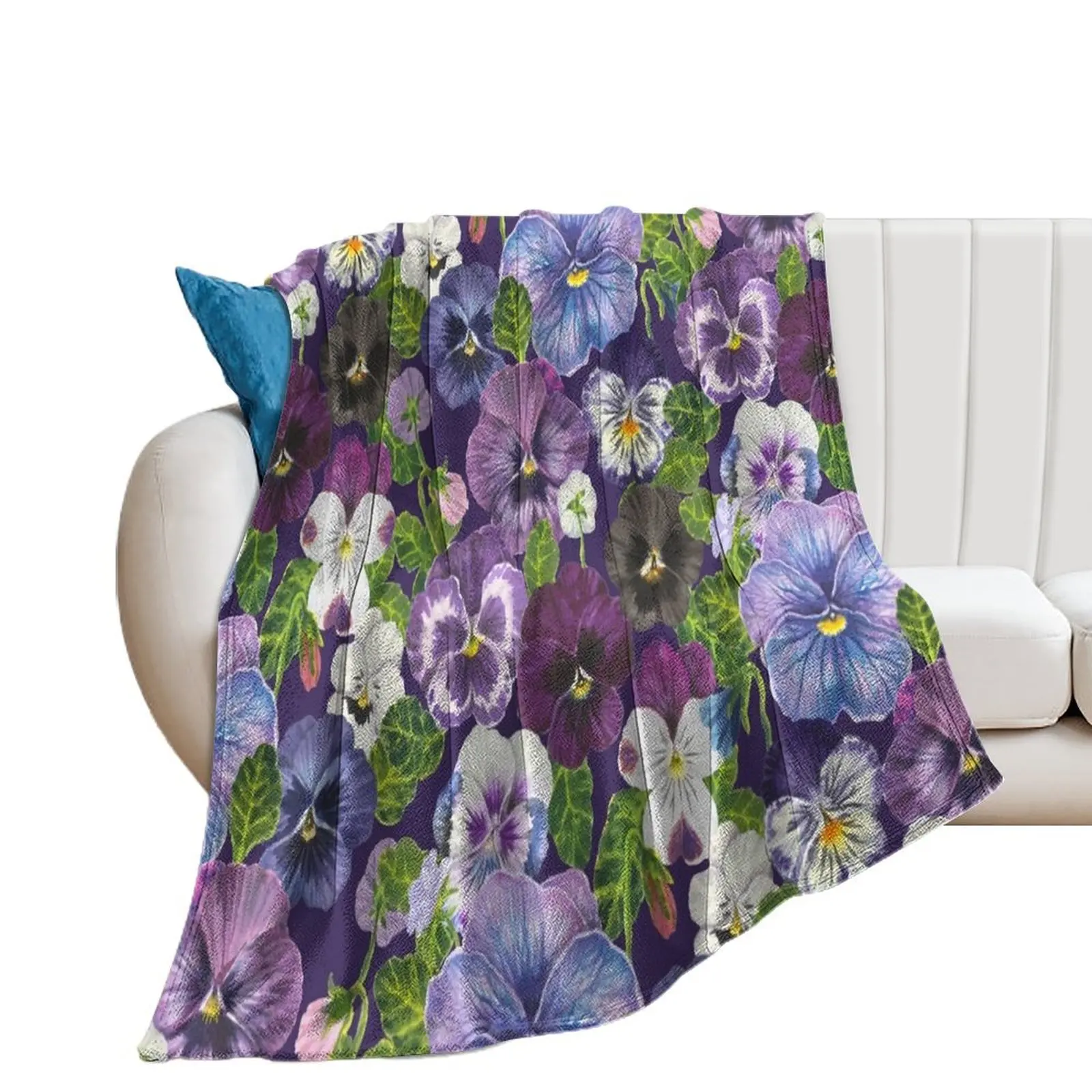 

Watercolor pansy flowers - purple mix Throw Blanket Blankets For Sofas Soft Soft Big Sofa Throw Blankets