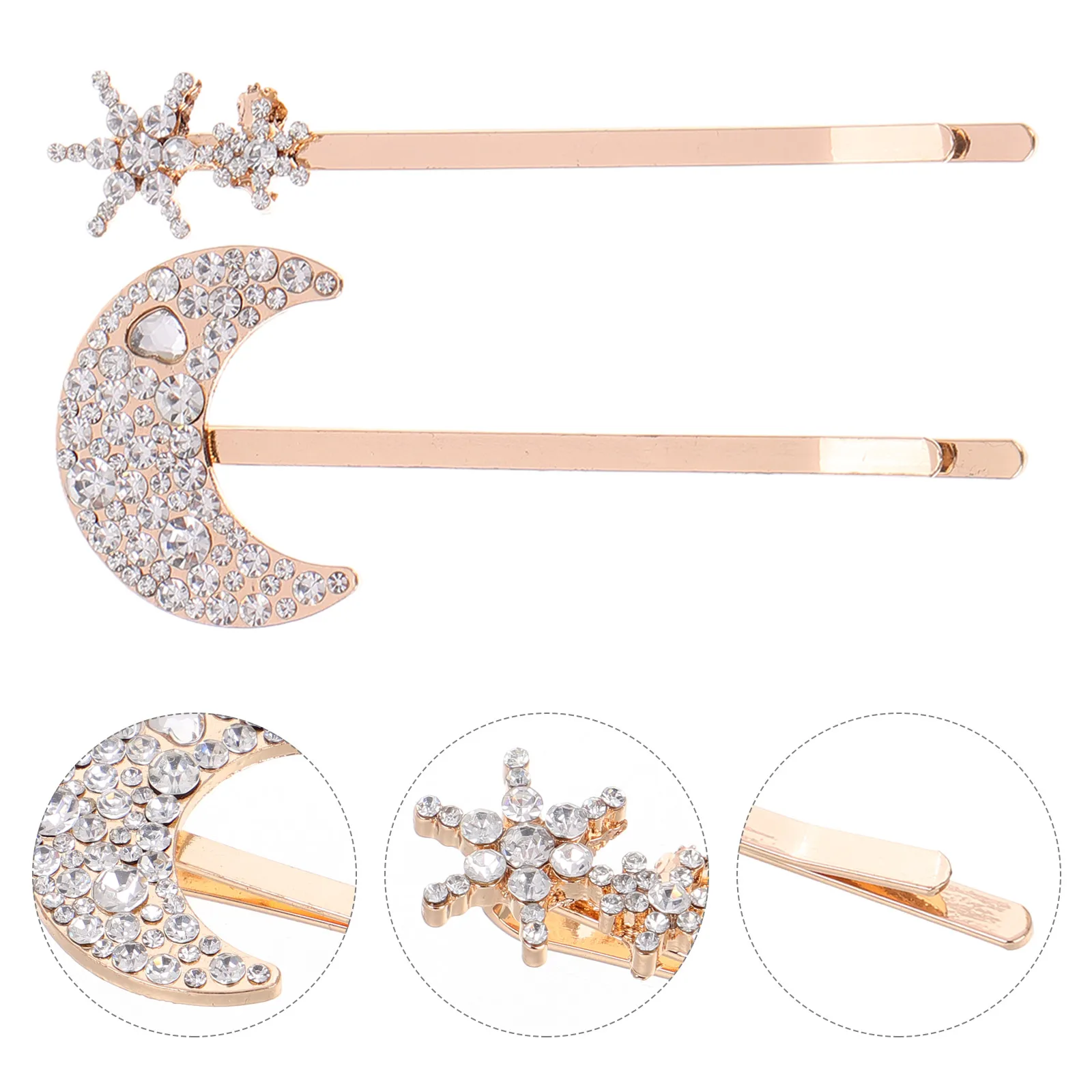 

2Pcs StarsMoonsHairClips RhinestoneBobbyPinsforWomen ElegantRetroHairstyle FashionHeadwear moonhairpin retrohairclip