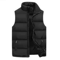 Mens Vest Jacket Warm Sleeveless Jackets Winter Waterproof Zipper Coat Autumn Stand-up Collar Casual Waistcoat Brand Clothing