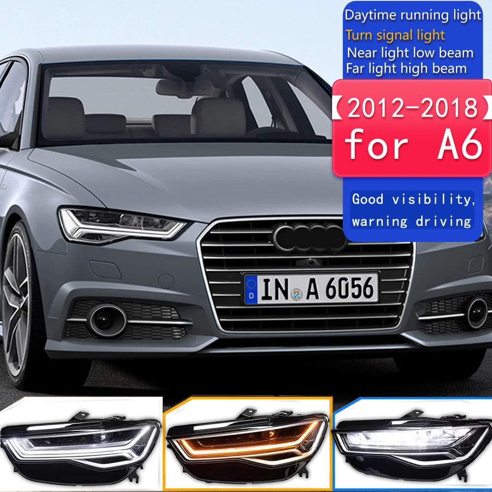 

Стайлинг автомобиля для фар A6 2012-2018 Обновление A6L Все светодиодные фары DRL Фара Динамический Singal Дальний ближний свет Аксессуары