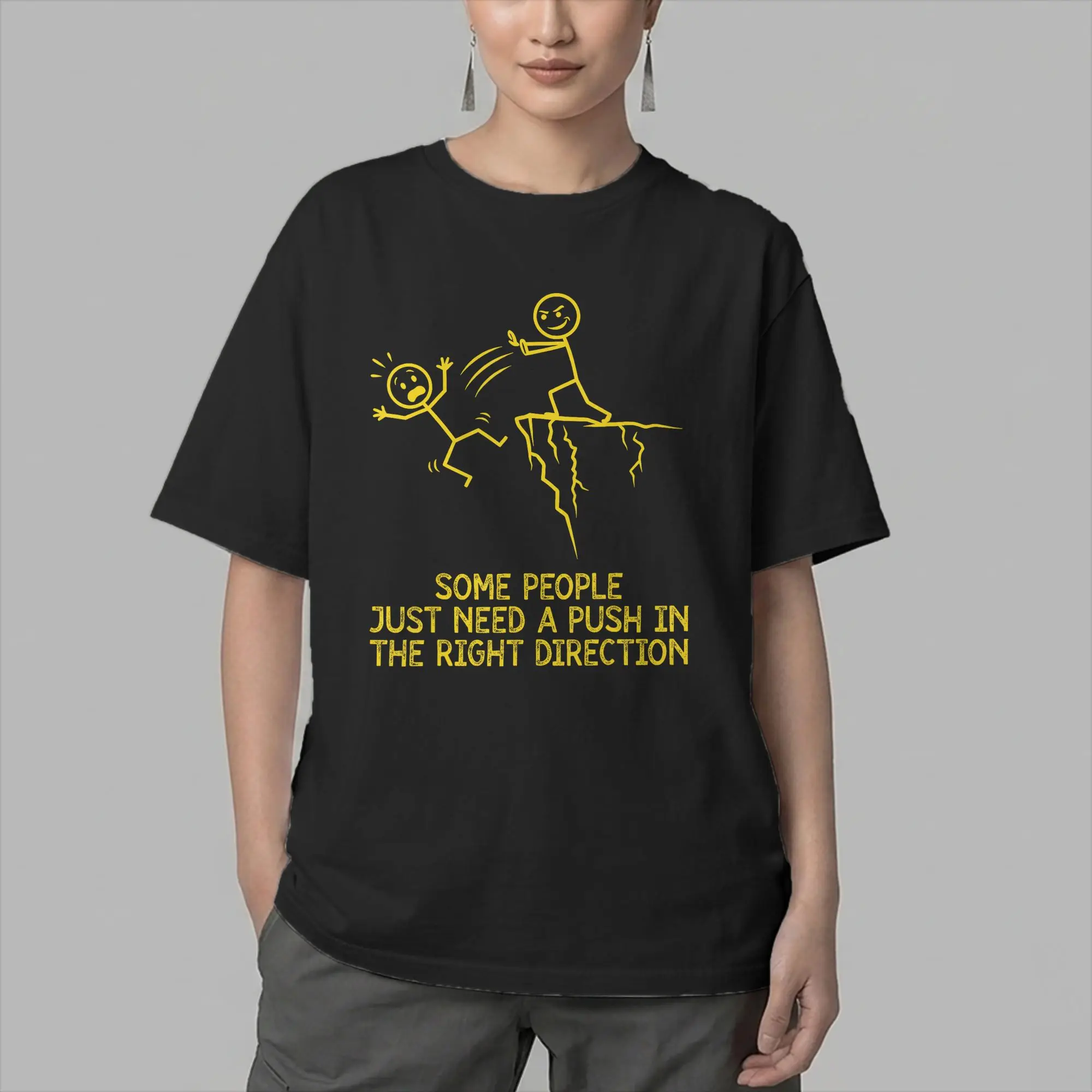 Some People Just Need A Push in The Right Direction Men T Shirt  Tees Short Sleeve Crewneck T-Shirts Cotton Gift Idea Clothes