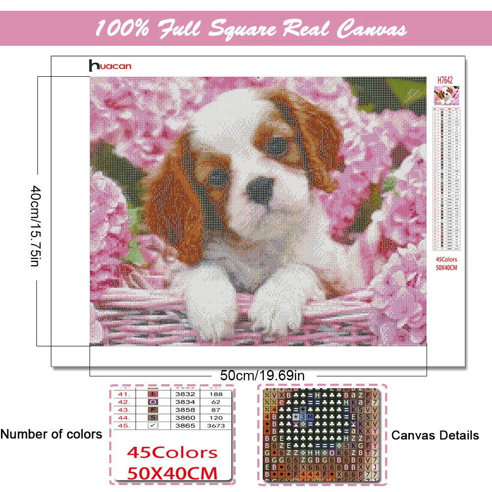 Huacan Diamond Painting Full Square Dog 5D Diamond Embroidery Mosaic Kits Art Animal Home Decoration