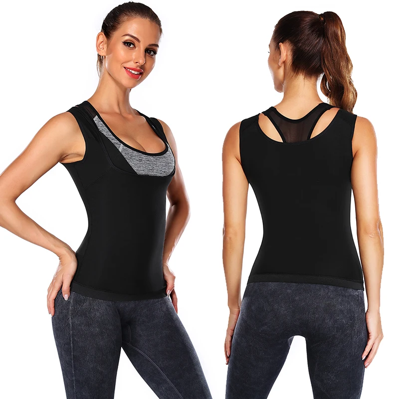 Plus Size Polymer Sauna Sweat Vest for Women Heat Trapping Sweat Sauna Shaper Shirt Workout Weight Loss Tank Top