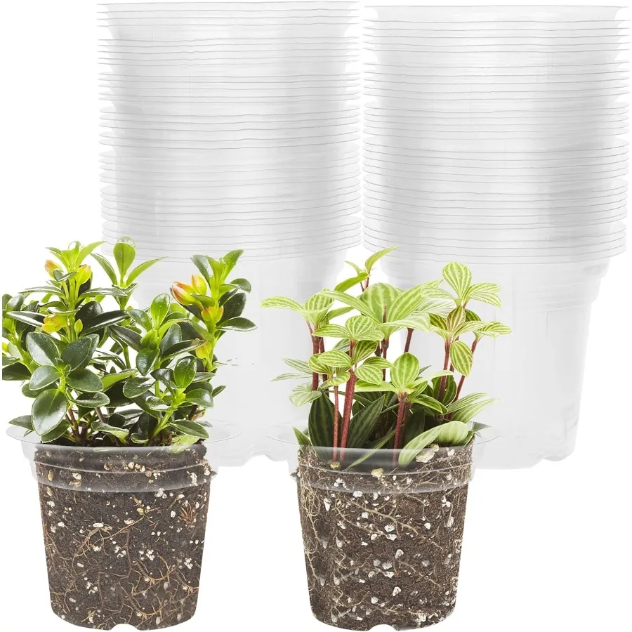 

4-дюймовый стартовый поднос для овощей, трав, салата, семян, горшки для горшков, комнатных растений, прозрачные детские горшки, пластик