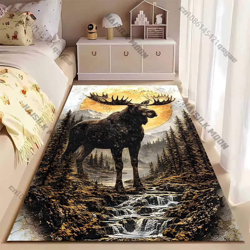 Majestic moose nature landscape carpet Yoga living room room decor children's crawling mat doormat area rug games mat