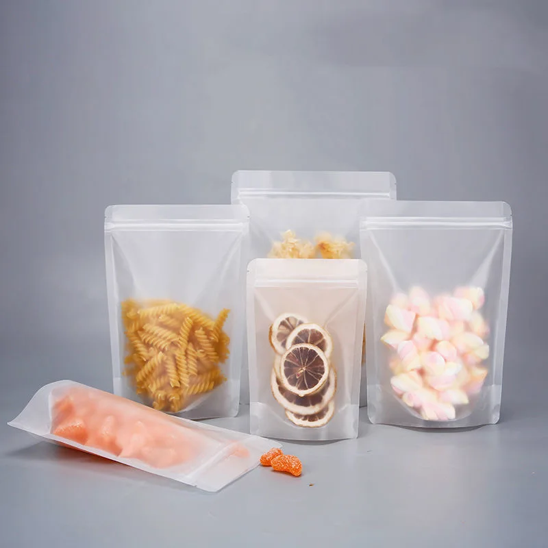 Stand Up Resealable Translucent Frosted Zip Lock Bag Heat Sealing Snack Nuts Coffee Tea Corn Plastic Packaging Storage Pouches