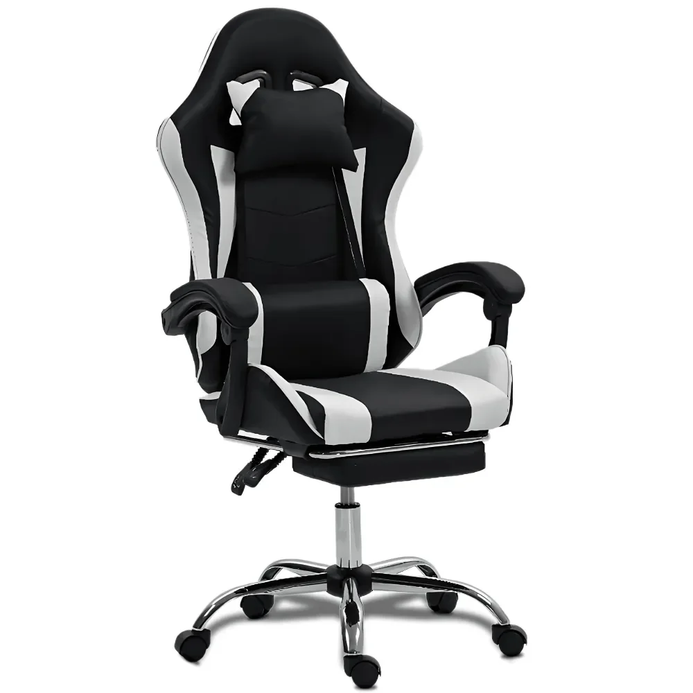 Gaming Chair With Massage Lumbar Support Ergonomic Video Game Chair For Adults, Adjustable Headrest Footrest, 90135 Recline, 36
