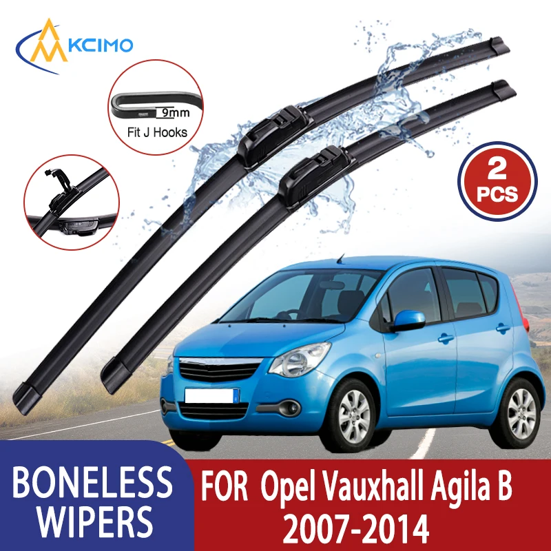 Kcimo für Opel Vauxhall Agila B 	 2007–2014 Autowischer, U-Typ, weicher Gummi, ohne Knochen, HD, leise, langlebig, Kfz-Wischer, 55,9 cm + 40,6 cm