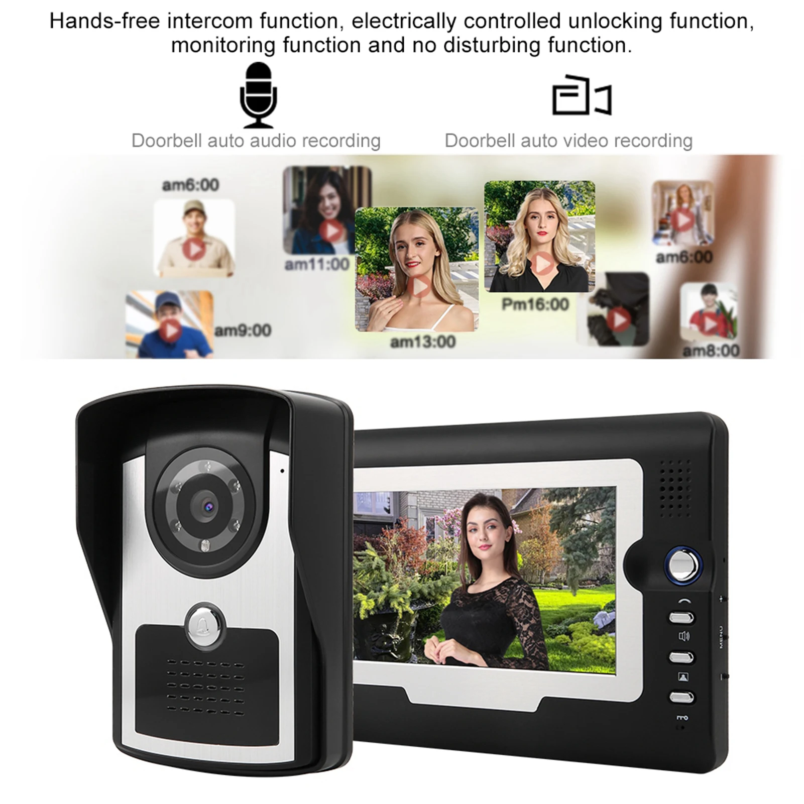 7 "LCD Video Tür Telefon Wired Intercom Türklingel Kit Home Entry System 1V2 SY810 Türklingel Kit Tür Video telefon Intercom Türklingel