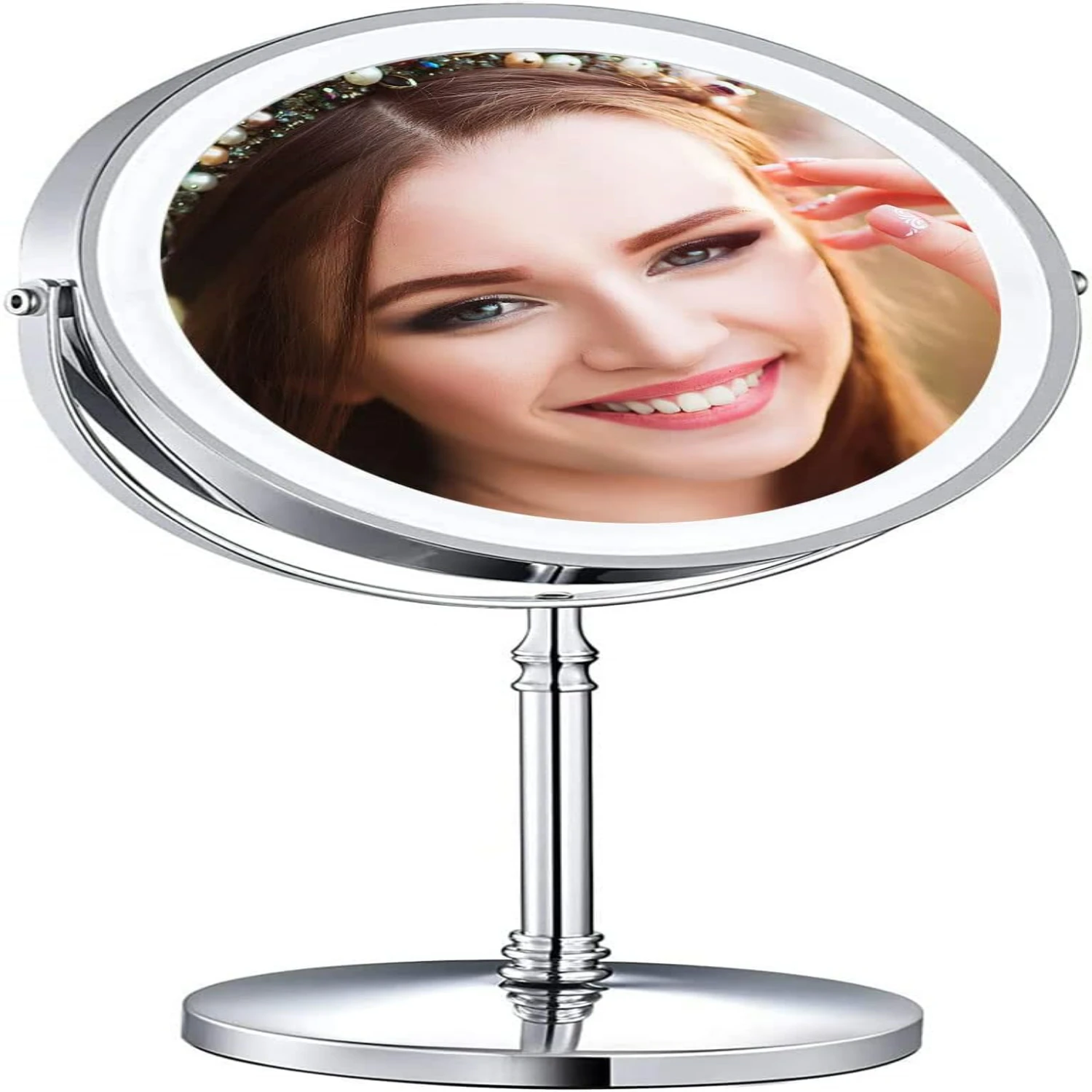 

Double-Sided 8-Inch Magnifying Makeup Mirror with 1X 10X Magnification - Convenient, Compact and Portable Beauty Grooming Access