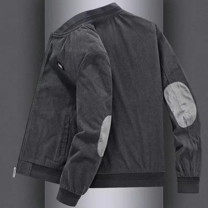 Autumn Winter Men's Workwear Loose Baseball Collar Jacket Stand Collar Fleece Lined Thickened Warm Streetwear Coat