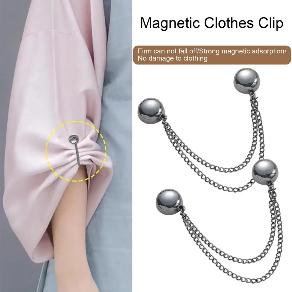 Pinless Button Clip Magnetic Button Clip Magnetic Clothing Clip Set with Chain for Multi-purpose Fixing of Clothes for Easy