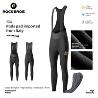 ROCKBROS Winter Cycling Bib Pants Windproof Warm Thermal Fleece Cycling Trousers High Elastic Soft Cushion Pad Men Cycling Pants