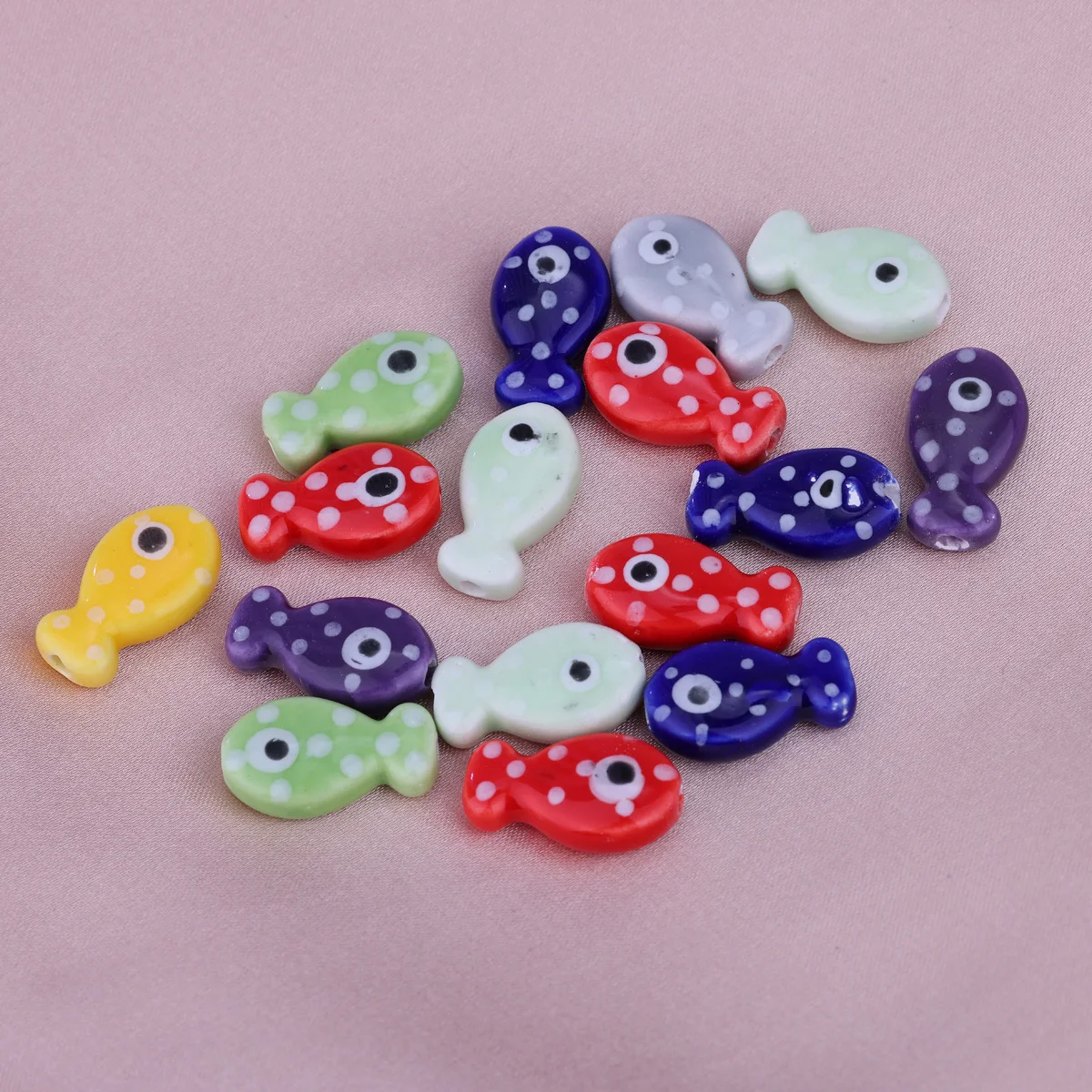 10pcs 19*11*6 ceramic hand-painted cute fish straight hole beaded bracelet hand string loose beads DIY jewelry accessories handm