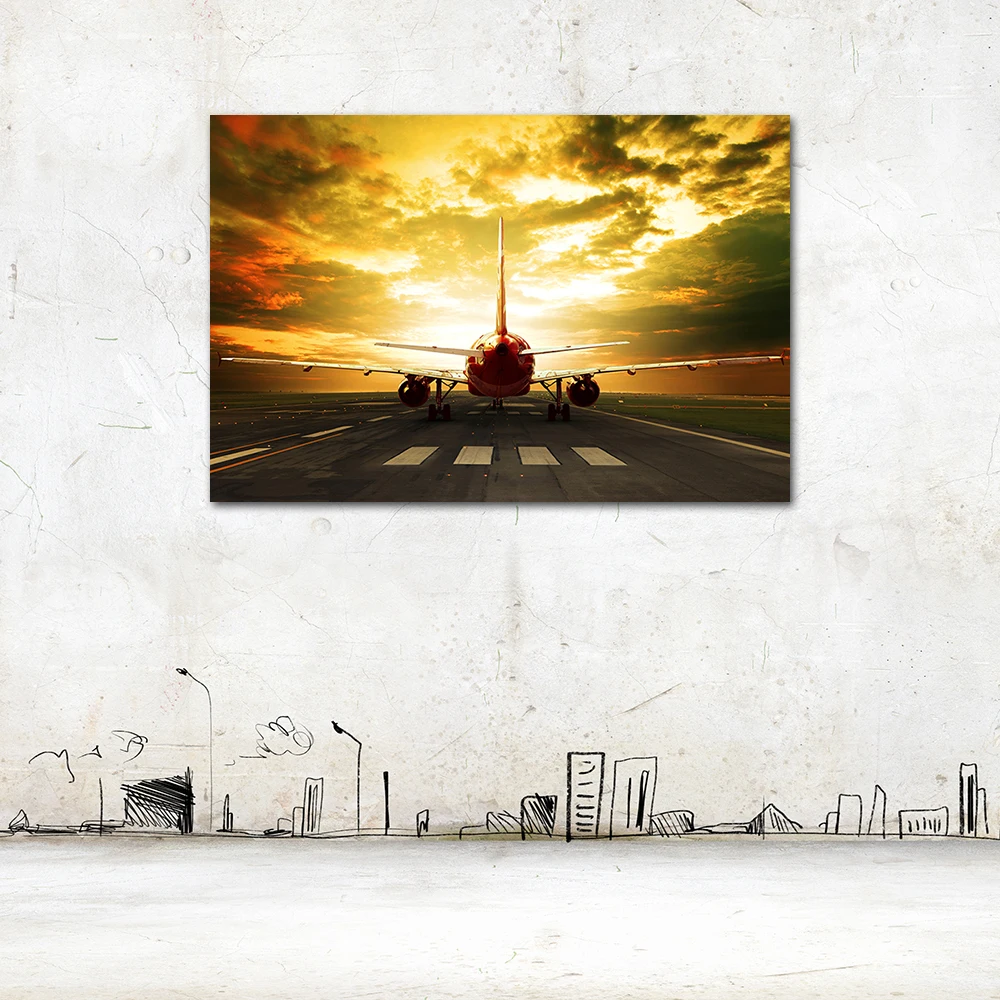 Large Passenger Aircraft Canvas Painting Canvas Wall Art Print Mural Home Decor Items Illustration Aesthetic Decoration