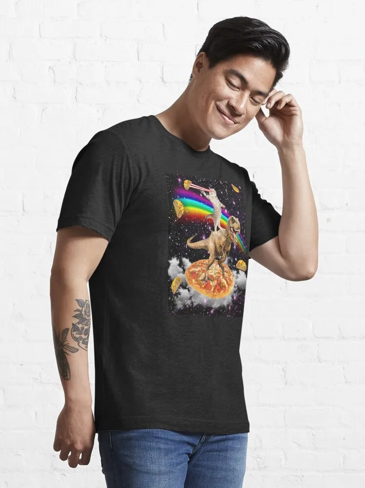 The ORIGINAL Galaxy Laser Eye Cat On Dinosaur On Pizza With Tacos & Rainbow Essential T-Shirt