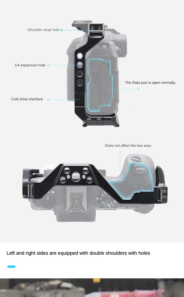 Für Canon EOS R8 DSLR Kamera Käfig Rig Top Griff Grip Kalten Schuh Montieren 3/8 "1/4" ARRI Stativ video Schutz Gehäuse Fall – Detail 14