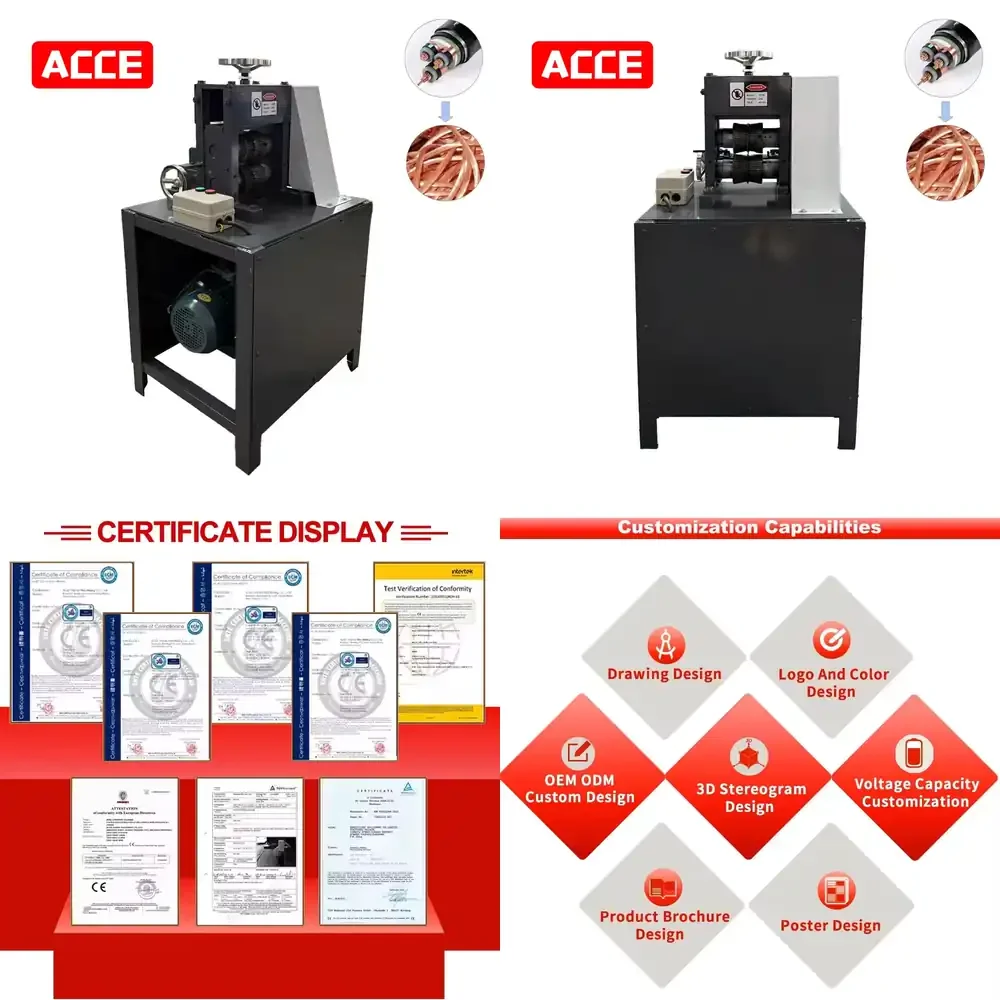 

Оборудование для переработки кабеля с диапазоном диаметров 10-120 мм, разделитель для зачистки кабеля