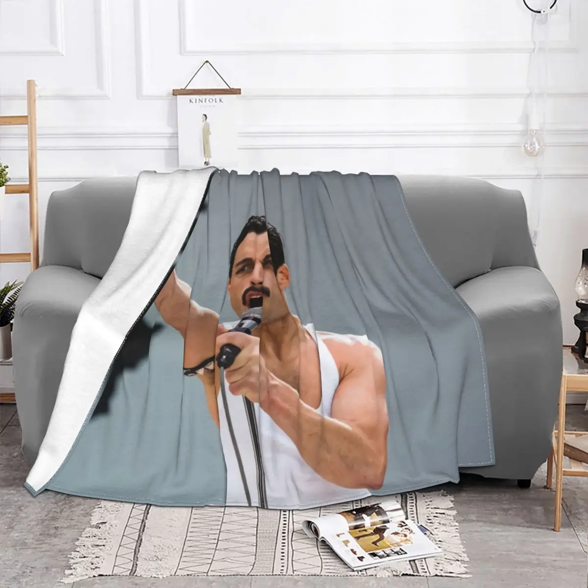 Freddie Mercury Blanket Soft Fleece Spring Warm Flannel Singer Throw Blankets for Sofa Office Bedroom Bedspread