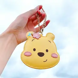 Kawaii Disney Pooh niedźwiedź lustro przenośne kreskówka przenośna lusterko kosmetyczne trójwymiarowa torba z lustrem wisiorek prezent urodzinowy