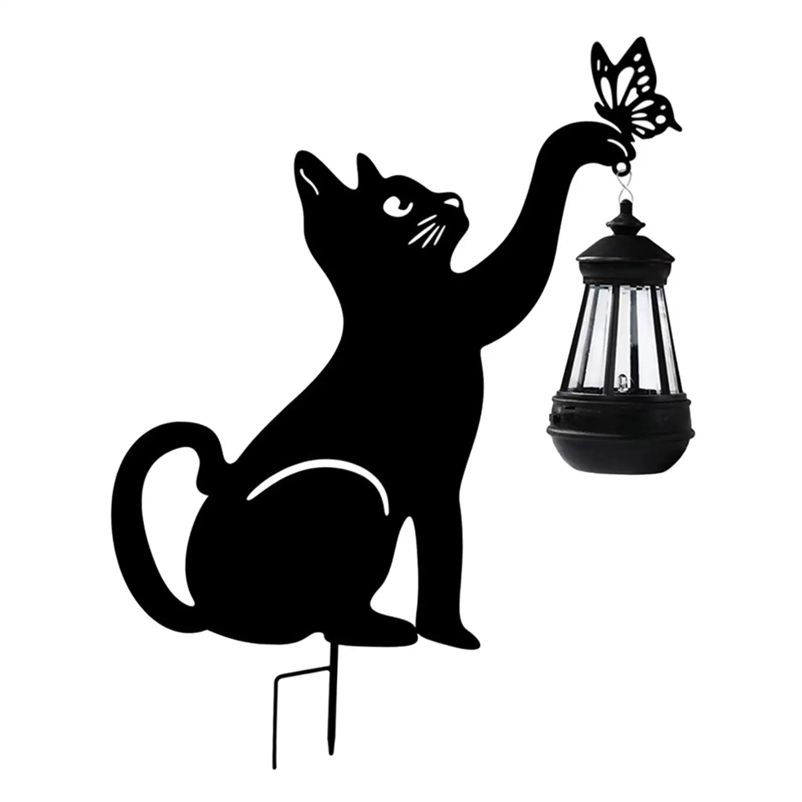 55cm Solar Garden Lanterns Black Cat Figurine Multipurpose Convenient Assemble Sturdy Decorative Waterproof for Yard Lawn Patio