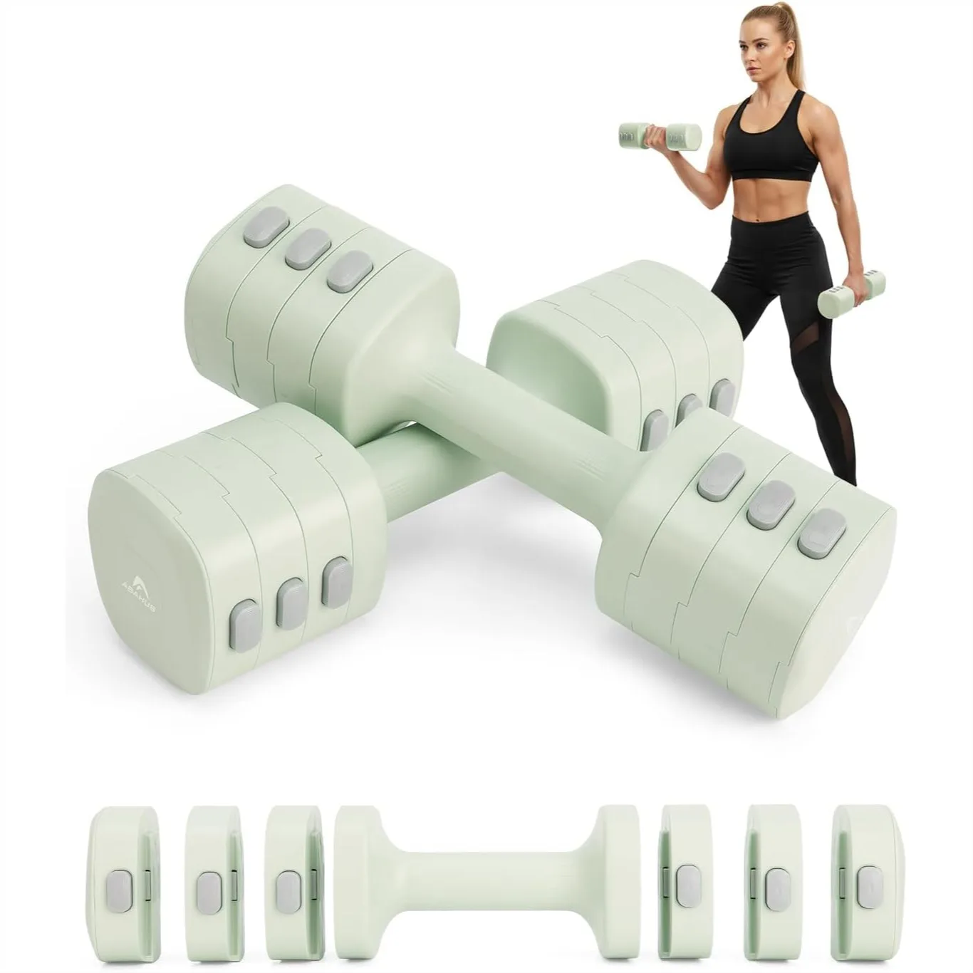 

Adjustable Dumbbell Set for Home Gym, 4 in 1 Weights with Kettlebell Converter for Women, Space-Saving