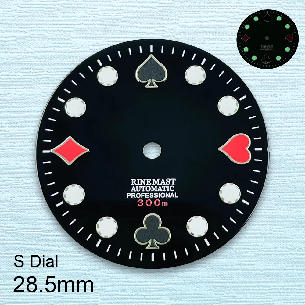 Cadran de poker avec logo S, accessoires de modification de montre, mouvement japonais, vert Shoous, haute qualité, 28.5mm, NH35, NH36, 4R, 7S