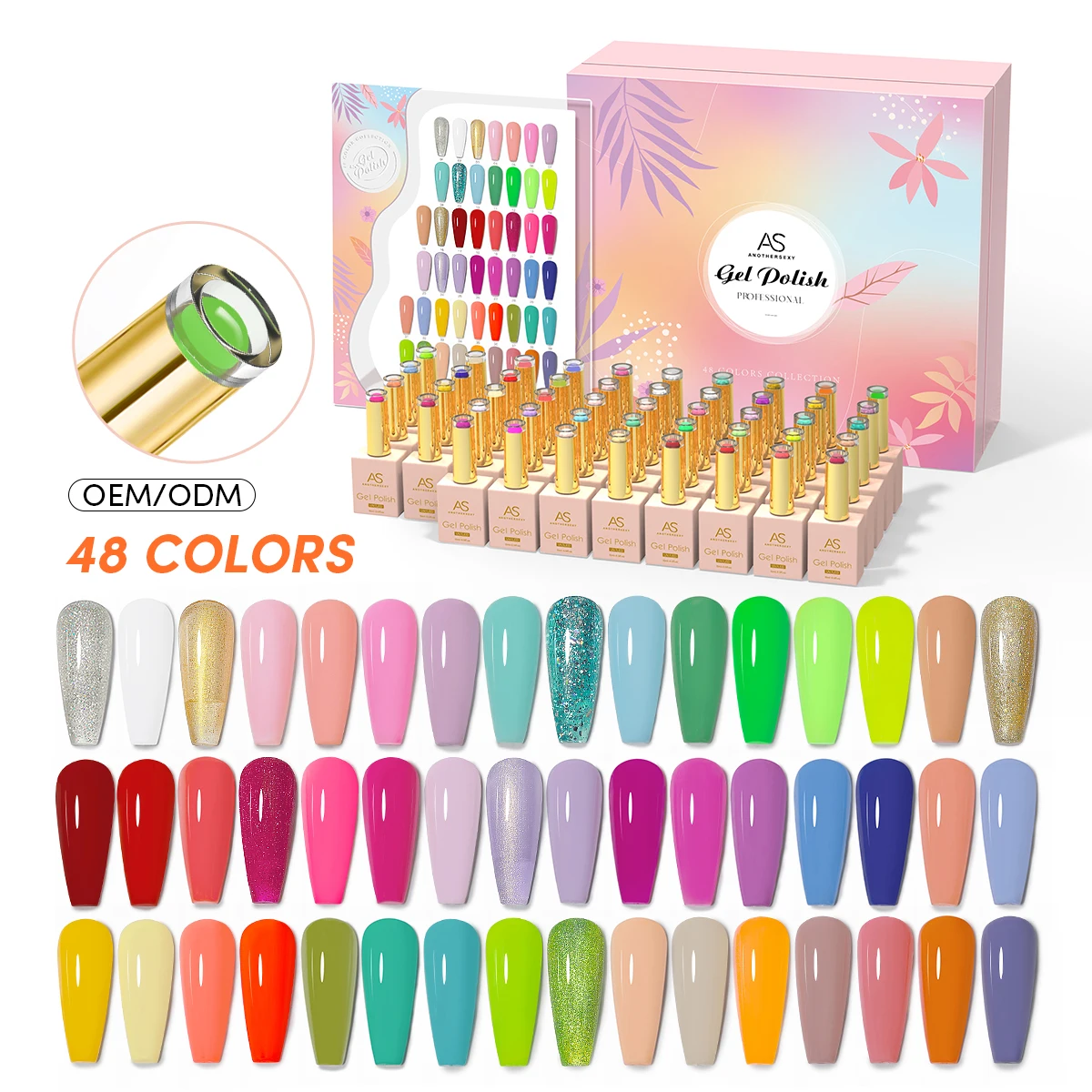 

AS Vernis Kit Gel Nail Polish 48 Colors Pink 15ml Semi Permanent Neon Color New Learner Soak Off UV LED Nails Varnish Set