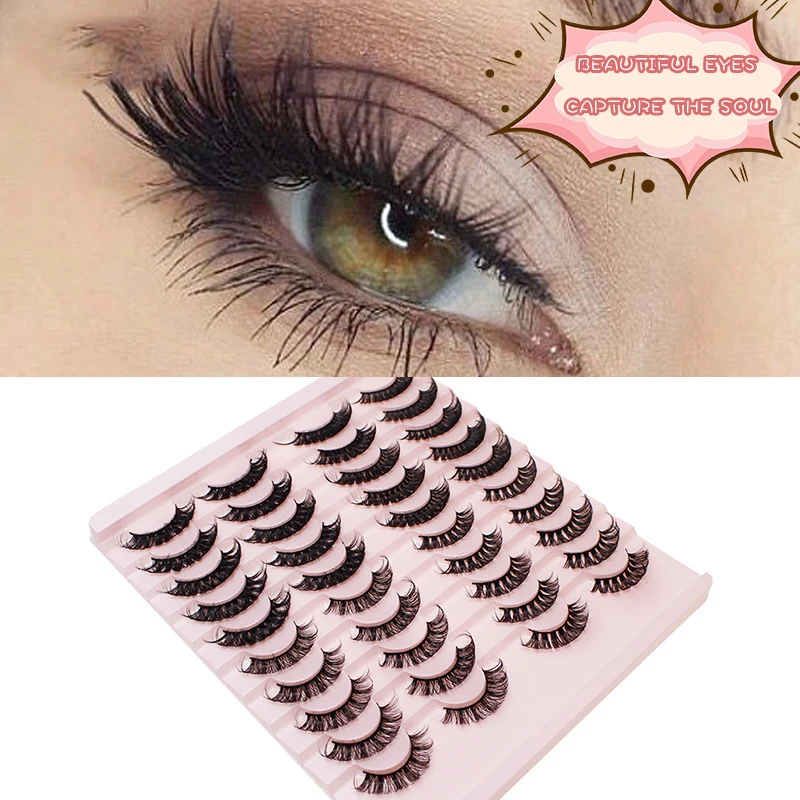 NEW 2024 Hot Selling Half Eyelash Transparent Stalk Invisible Band Faux Mink Lashes Reusable False Eyelashes Natural Fluffy