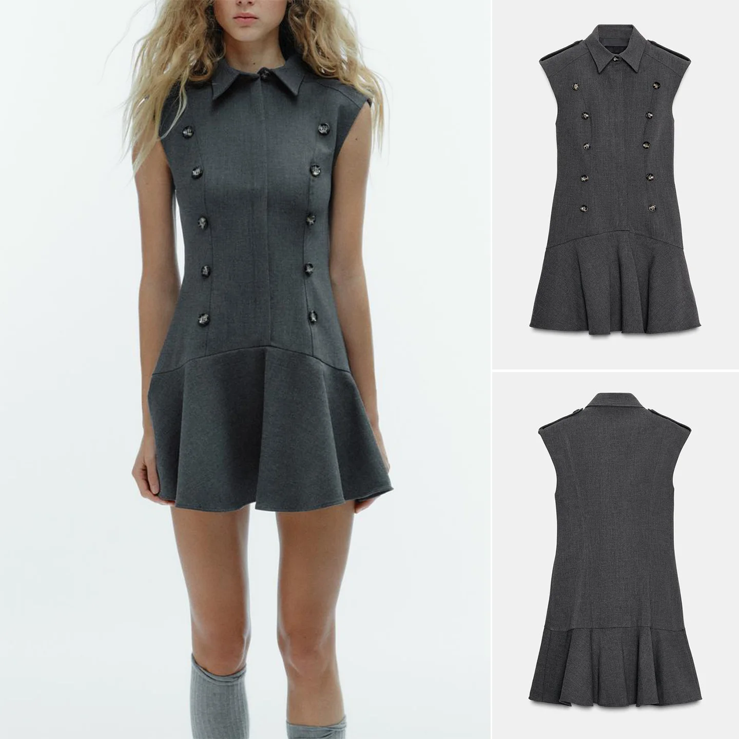 Inverno novo feminino ort Svel Dr com almofadas de ombro gola flip-capa em camadas decoração commute sle cor pura