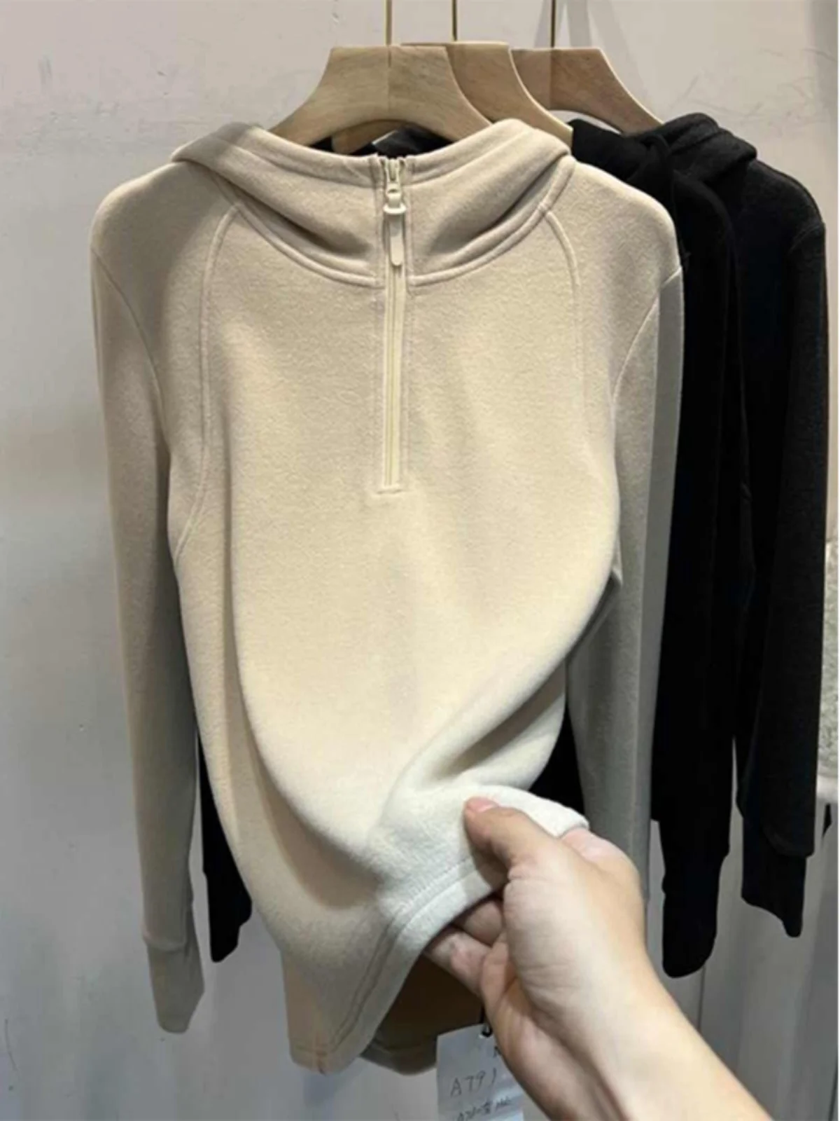 Taoxi Home Autunno Inverno Cerniera Double-sided Floing Velluto Lungo Sve Felpa con cappuccio Base da donna irt Top Taglio dritto Coreano Sle