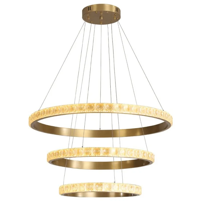 

Ring living room chandelier Nordic light luxury post-modern simple creative square crystal