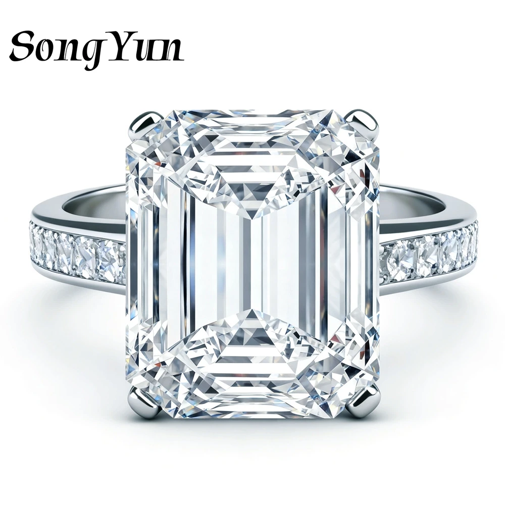 SongYun Jewelry 925 Sterling Silver Ring Moissanite D Color VVS Fine Shiny Pure Solid Gift Rings Diamond Accessories
