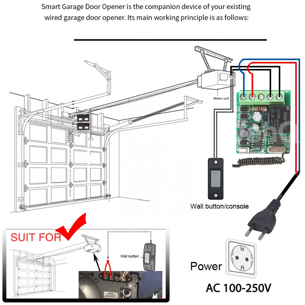 Interruptor de Control remoto de 433 Mhz AC 220V 1CH, receptor de relé RF, transmisor de código de aprendizaje RF